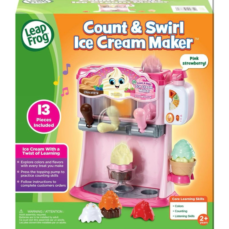 LeapFrog Count and Swirl Ice Cream Maker Playset for Kids Ages 2 Years and up, Pink