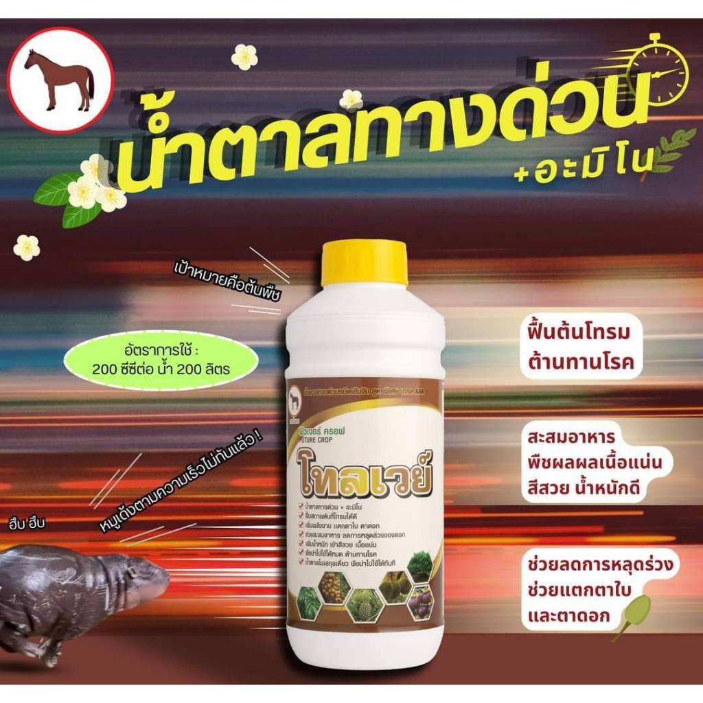 โทลเวย์ น้ำตาลทางด่วน ขนาด 1 ลิตร น้ำตาลทางด่วนพืช แตกตาใบ ตาดอก น้ำตาลกลูโคส น้ำตาลทางด่วนสำหรับพืช อะมิโน กลูโคส
