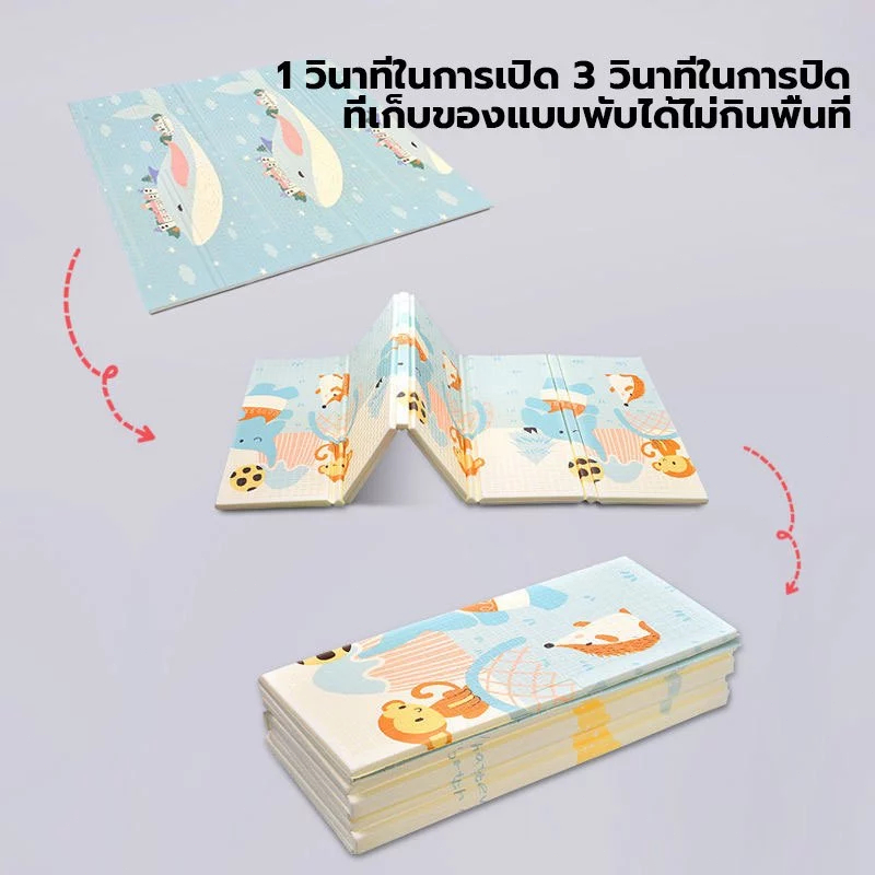 6.5ฟุต หนา 2ซม  เสื่อรองคลาน แผ่นรองคลาน แบบพับได้ รุ่นพรีเมียม คุณภาพดีมากงานเกาหลี แบพับได้  ไร้กลิ่น  ปลอดสารเคมี รูปที่ 5