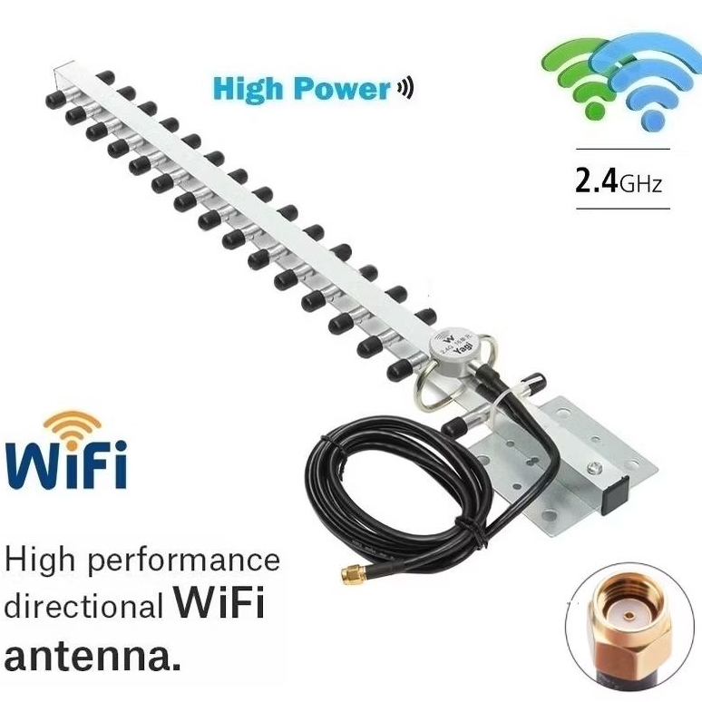 Yagi Wifi Signal Booster 25dBi Antenna Outdoor Wireless Antenna Directional Booster Amplifier, RG58 