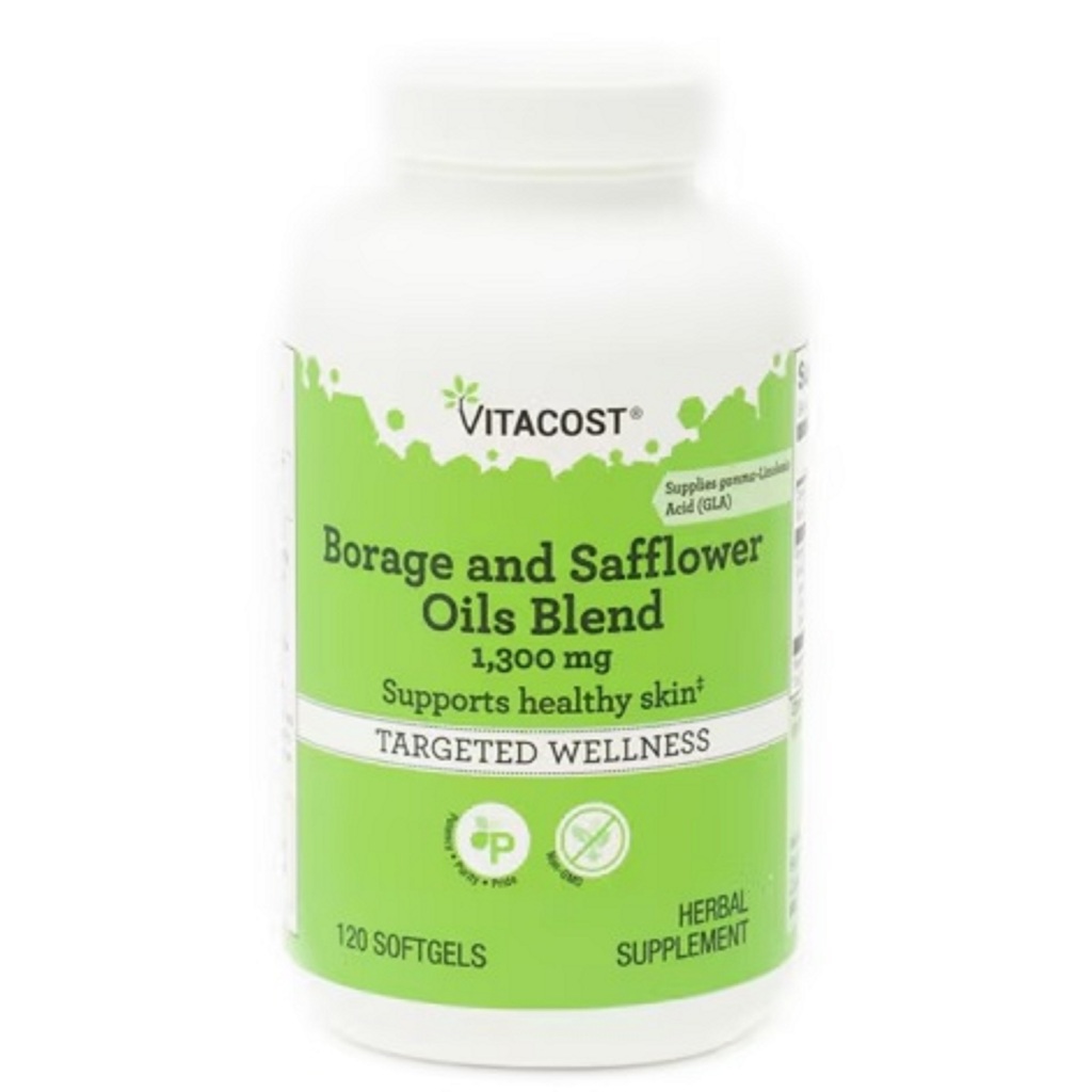 Vitacost Borage and Safflower Oils 1300mg 120 softgels