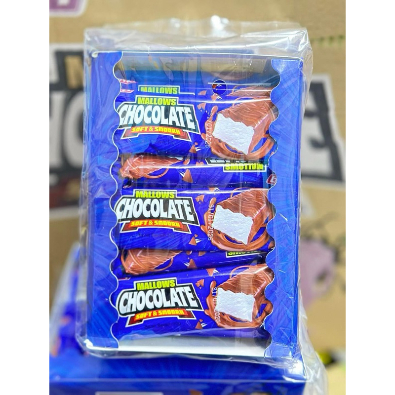 พร้อมส่ง มาร์ชเมลโล่วเคลือบช็อกโกแลต 1แพค24 ชิ้น หนึบ นุ่ม อร่อย ตัวดังttในตอนนี้ MALLOWS CHOCOLATE SOFT & SMOOTH