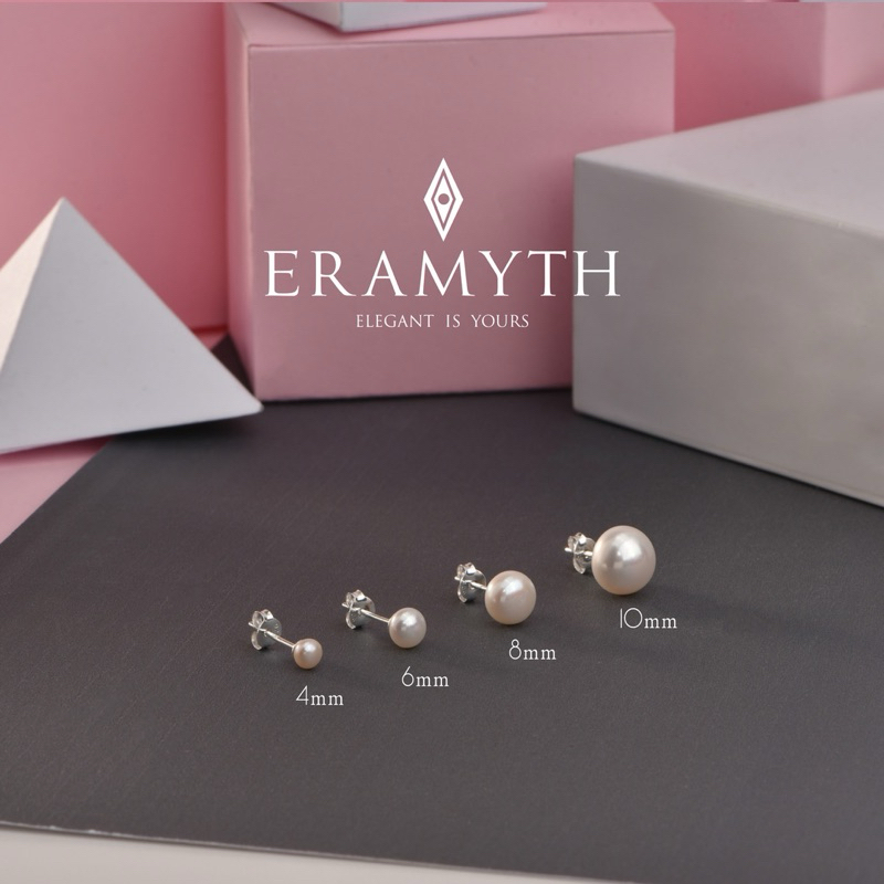 Eramyth Jewelry ต่างหูมุก แท้น้ำจืด ทรงซาลาเปา คัดเกรด (สินค้าขายเป็นคู่ค่ะ)