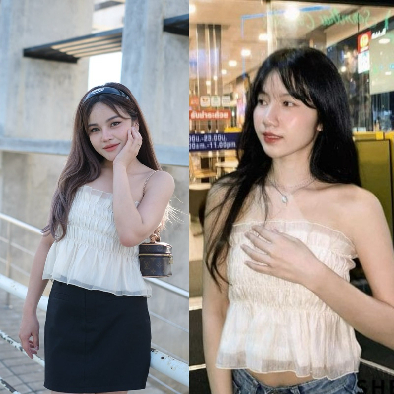 เกาะอกชีฟองสีครีมงานสม๊อคปลายระบาย 250.- รุ่นนี้เป็นอีกหนึ่งรุ่นนะคะที่ไม่อยากให้พลาดเลย