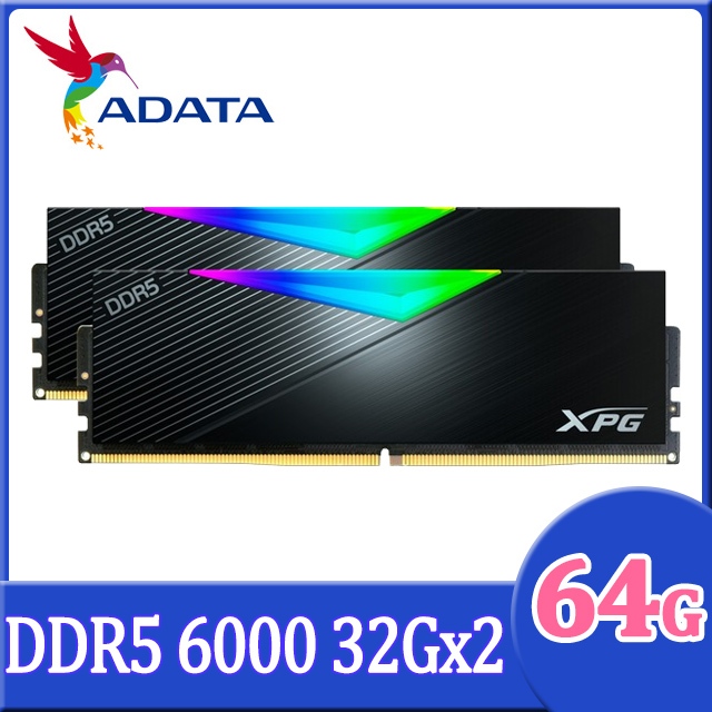 64GB (32GBx2) 6000MHz แรม RAM ADATA XPG Lancer DDR5 RGB  (AX5U6000C3032G-DCLARBK)