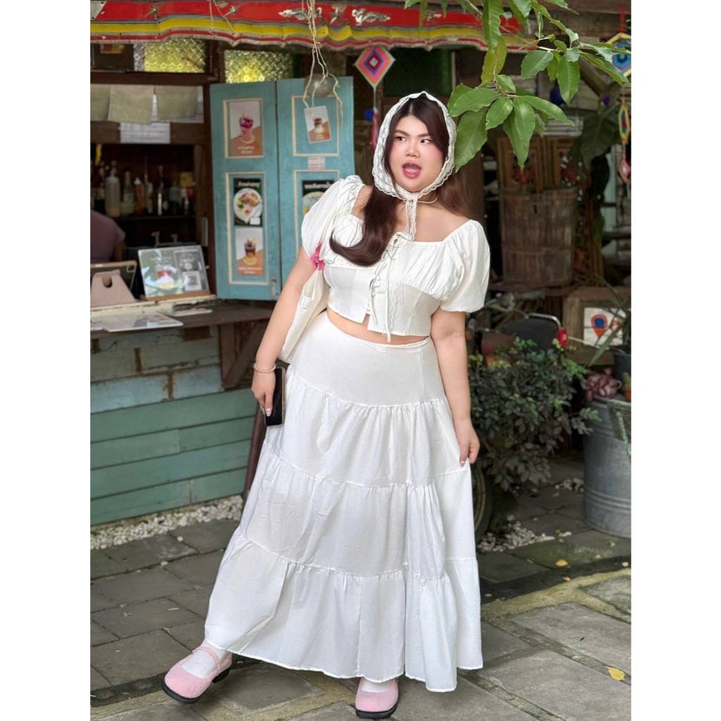 CiCi Plus+ (9051) กระโปรงยาว มีซับใน ชายบาน เข้ารูปเก็บสัดส่วน สไตล์สาวพลัสไซส์ รูปที่ 5