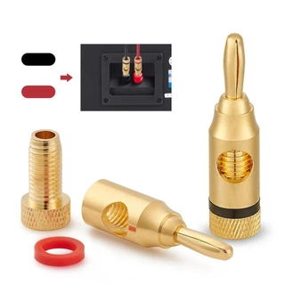 หัวปลั๊ก บานานาแจ็ค ชุบทอง Gold plated Banana Plugs Red Black 4mm แจ็ค เครื่องเสียง ลำโพง