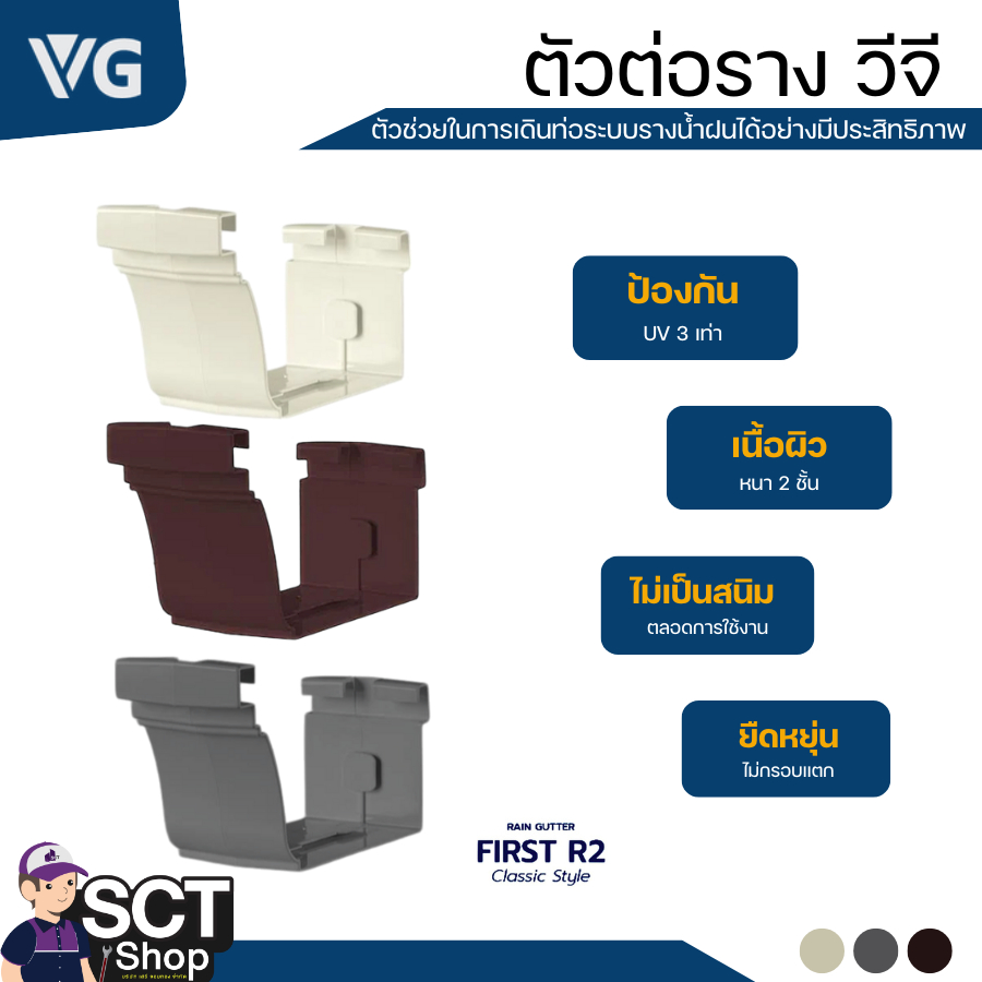 VG ตัวต่อราง รุ่น FIRST R2 (สีครีม / สิีน้ำตาล /สีเทา) สำหรับใช้ควบคู่กับอุปกรณ์ตัวต่อน้ำลง