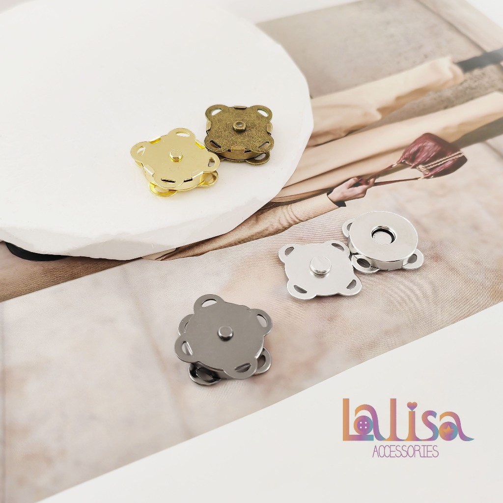 กระดุมแม่เหล็ก ปุ่มรูปดอกพลัม แบบเย็บ flower magnet button (D-2-G,SY005)