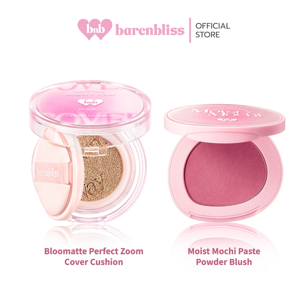 bnb barenbliss [Set] Bloomatte Perfect Zoom Cover Cushion + Moist Mochi Paste Powder Blush