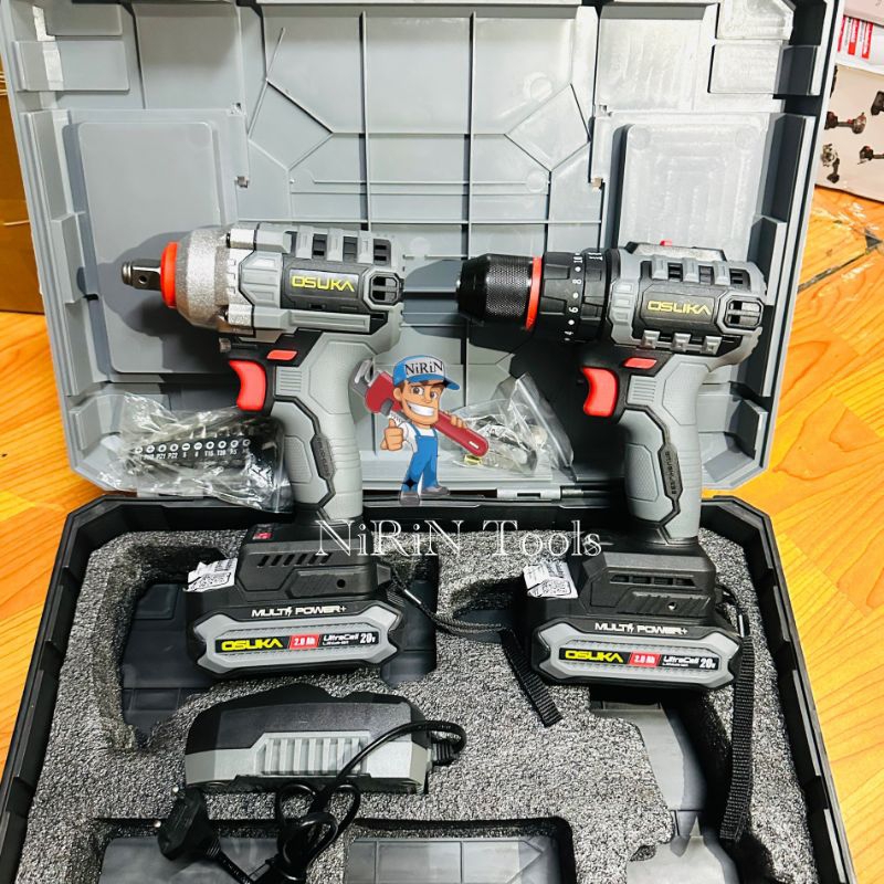 OSUKA สว่านไร้สาย 3 ระบบ รุ่น OCHD802-D2 มาพร้อม บล็อกแบต รุ่น OSID-520 ชุดคู่ *รายละเอียด สว่านOCHD