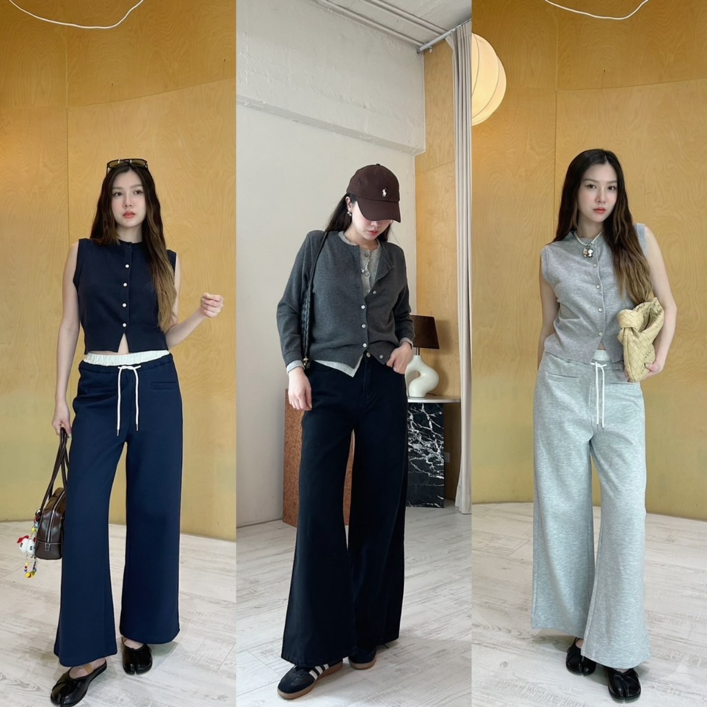 tshopofficial กางเกง SWEATPANTS ขอบสีขาว