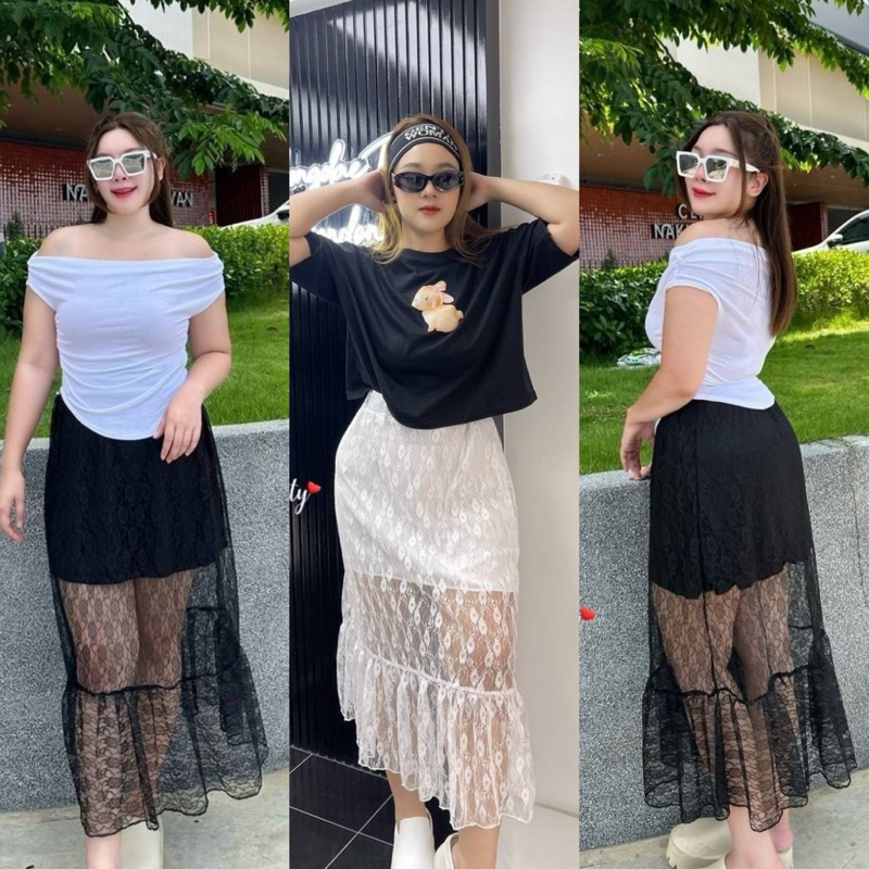 ✅ลายใหม่ มาค่า/FB/ กระโปรงสาวอวบ ลูกไม้ต่อระบาย ยังอินนอยู่น้า #เสื้อผ้าไซส์ใหญ่ สาว อ้วน พลัสไซส์