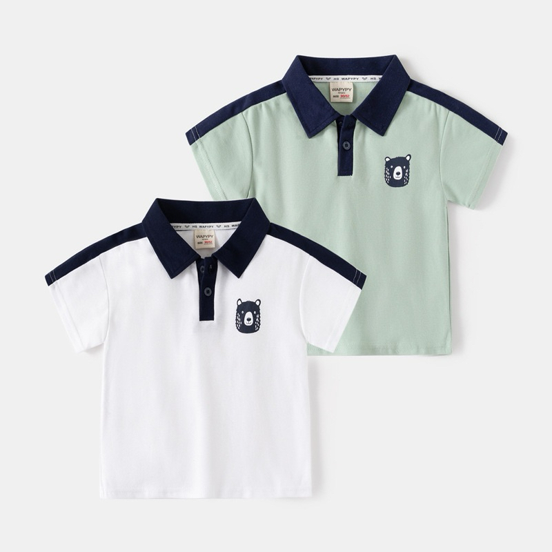 AB212 เสื้อโปโลเด็ก สีทูโทน เสื้อผ้าเด็กแฟชั่น สินค้าพร้อมส่งในไทย