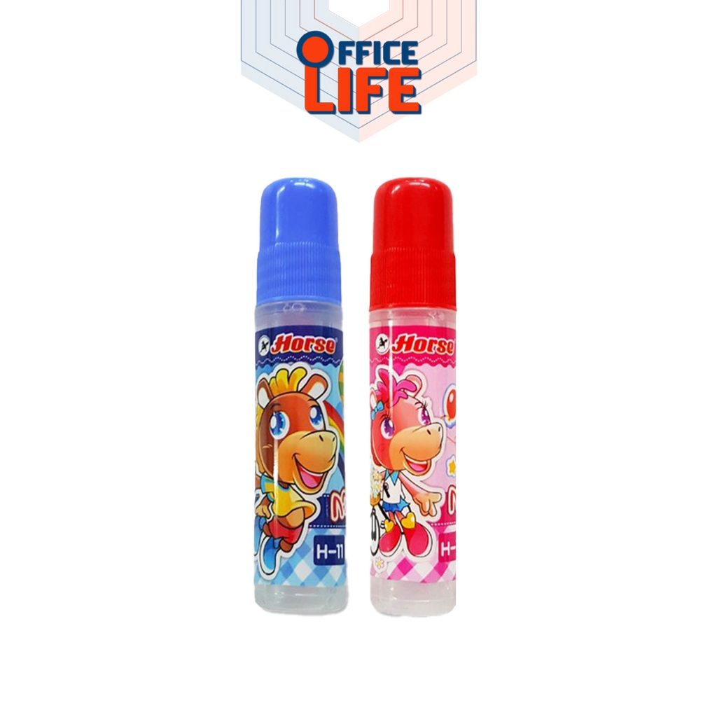 Horse (ตราม้า) กาวน้ำใส กาวน้ำ หัวฟองน้ำ รุ่น H-11 ขนาด 30 CC. คละสี ( 1 แท่ง )