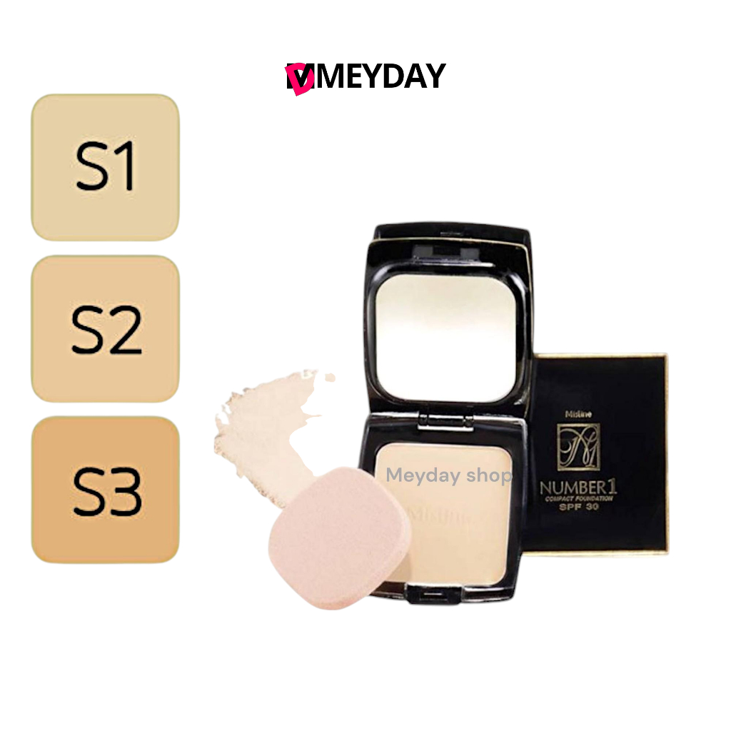 Mistine Number 1 Compact Foundation SPF 30 แป้งผสมครีมรองพื้น มิสทิน นัมเบอร์วัน คอมแพ็ค ฟาวน์เดชั่น เอส พี เอฟ 30 13 g.