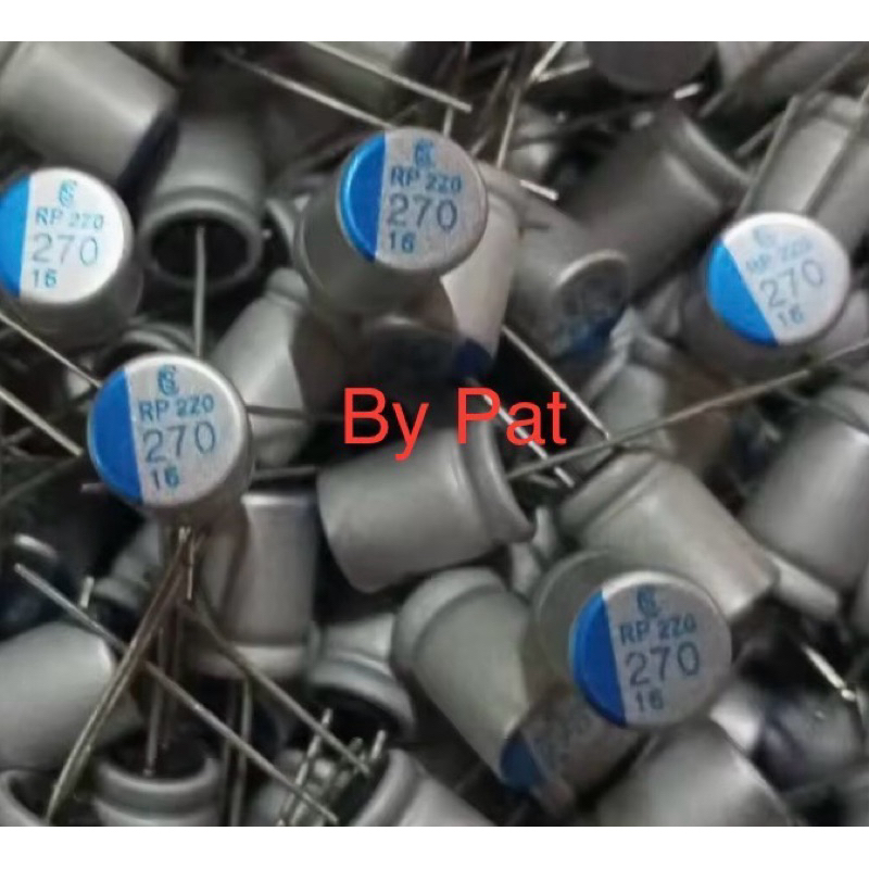 (แพค100ชิ้น) คาปาซิเตอร์ 270UF 16V ตัวสีเงินสินค้าใหม่แกะกล่อง C270UF 16V ขนาด12x8mm. C270UF 16V C27