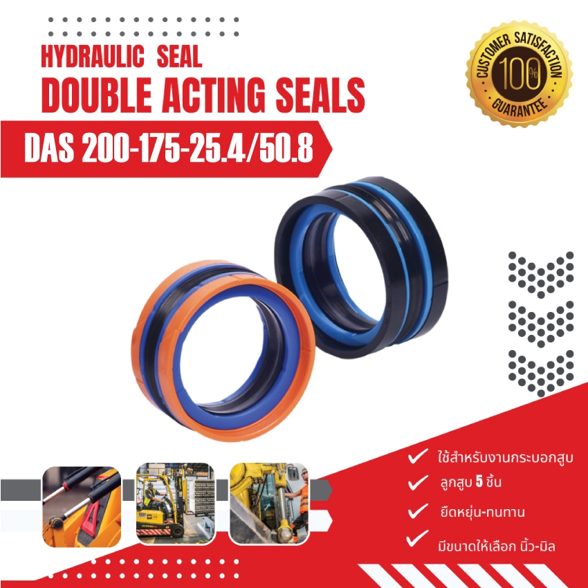 DAS 200-175-25.4/50.8 ,KGD ,ซีลลูกสูบ ,ซีลลูกสูบ5ชิ้น ,COMPACT PISTON SEAL,ซีลดาส,คอมแพคซีล