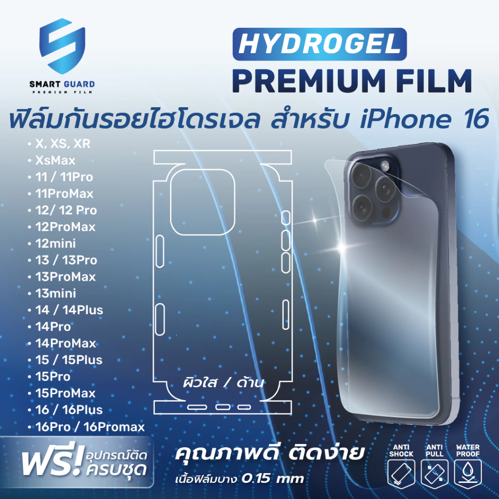 [ไม่เจาะโลโก้] Hydrogel TPU ฟิล์มไฮโดรเจล ฟิล์มหลังและขอบข้างรอบเครื่อง ฟิล์มไฮโดรเจล รอบเครื่อง iPhone 17 16 15 14 13