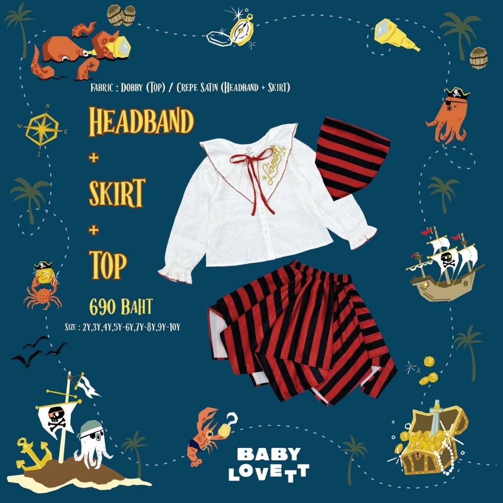 19 ชุดโจรสลัด Pirate Halloween - Top and Skirt and Headband