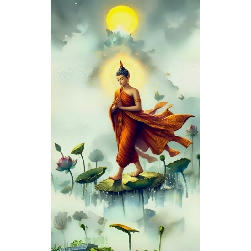 รูปโปสเตอร์ พุทธเจ้า นำโชค ไม่มีกรอบ ขนาด 25*42 cm ติดผนัง ภาพมงคล เสริมฮวงจุ้ย ตกแต่งบ้าน
