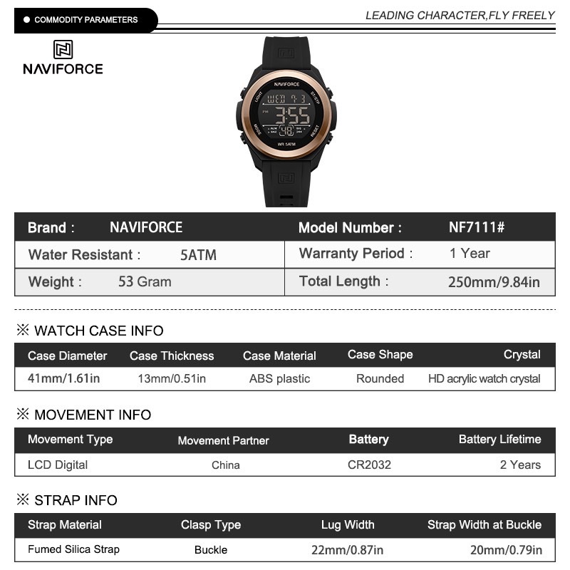 Naviforce รุ่น NF7111 นาฬิกาข้อมือผู้ชาย แบรนด์จากญี่ปุ่น ของแท้ประกันศูนย์ไทย 1 ปี