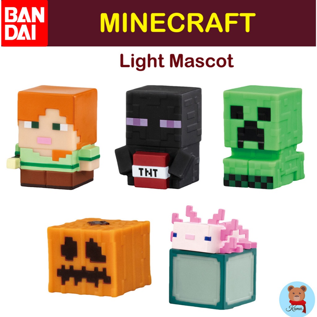 MINECRAFT Light Mascot Bandai Gashapon โมเดล กาชาปอง มายคาฟ มินิฟิกเกอร์เล็ก บันได เปิดไฟได้ เรืองแสง ตั้งโชว์สวย