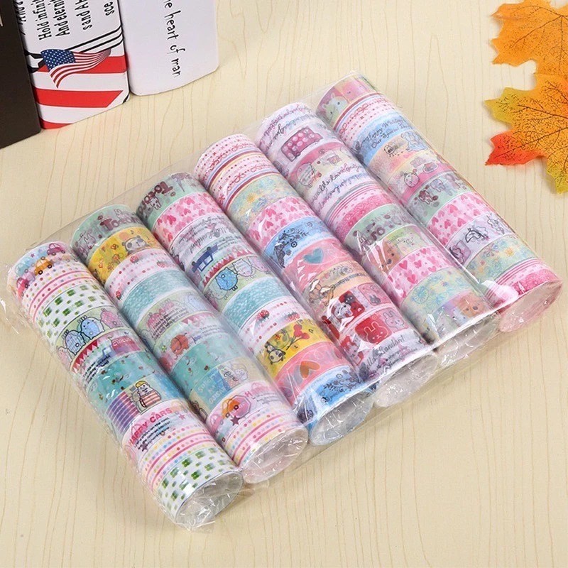 ซื้อ เทปคละลาย น่ารักๆ สติกเกอร์เทป  เครื่องเขียน วาชิเทป เทปตกแต่ง DIY Washi Tape