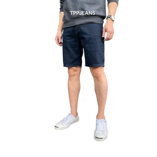 JEANSEXPRESS Shorts Jeans กางเกงยีนส์ขาสั้นชาย ทรงเหนือเข่า สีมิดไนท์เข้ม เป้าซิป Size 28-38 รับชำระปลายทาง
