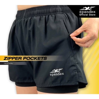 Spandex กางเกงวิ่งผู้ชาย 2 IN 1 กระเป๋ามีซิป ซับในนุ่ม ไม่เบียด ไม่บาด ไม่อมเหงื่อ Active RN208