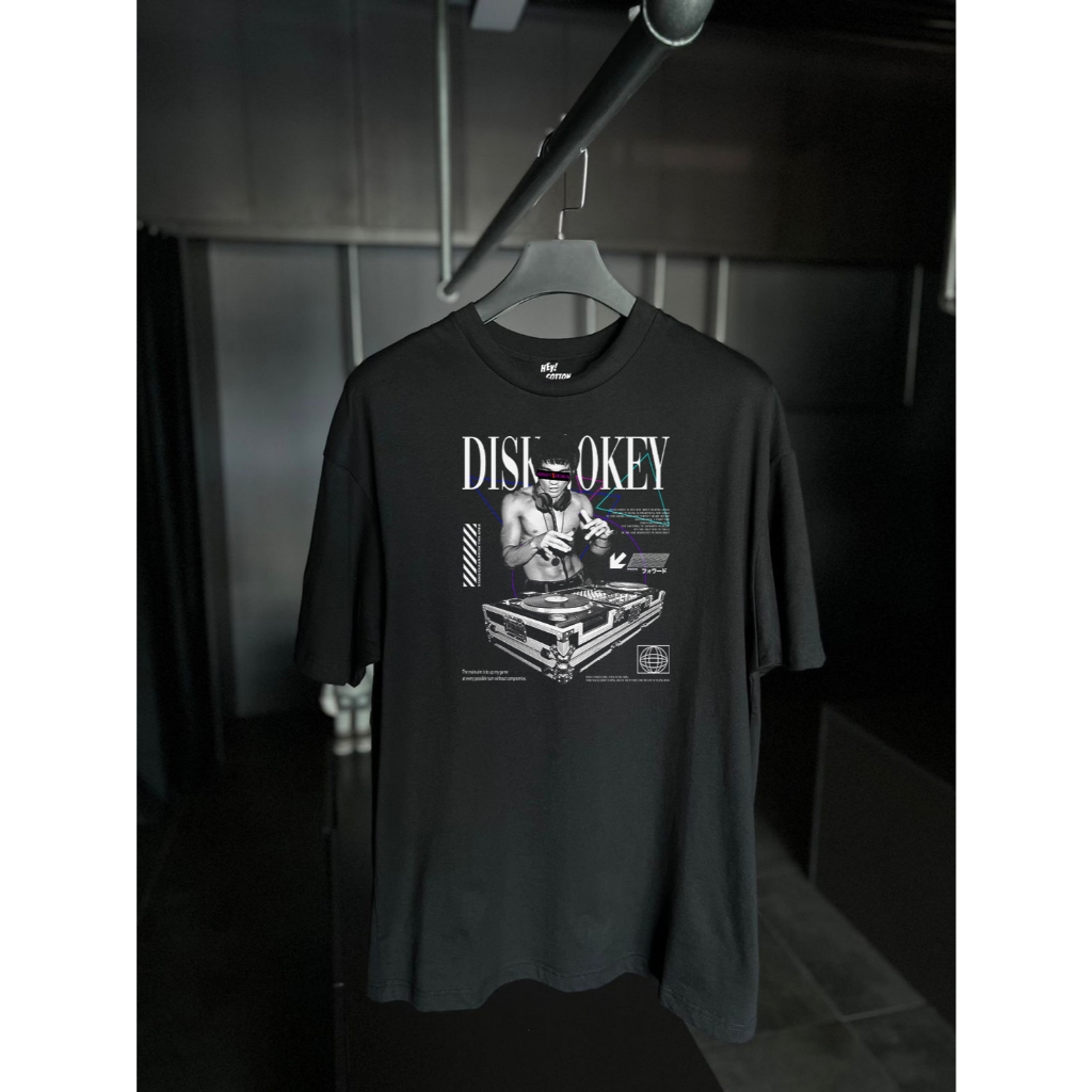 (พร้อมส่ง) เสื้อยืด  DISK JOKEY  ผ้าCotton 100% [H118]