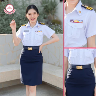 ชุดครูเอกชนหญิง คอเชิ้ตแขนสั้น+กระโปรง(ขายแยกชิ้น)