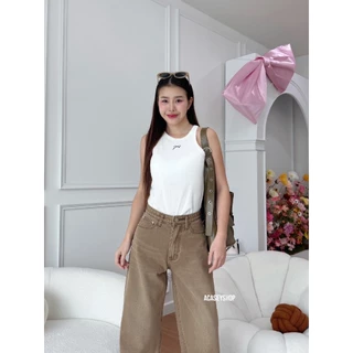 Acasey กางเกงยีนส์ผู้หญิง ขายาว Mena Jeans Somtum กระบอกใหญ่ ผ้าไม่ยืด ไซส์ S - 4XL