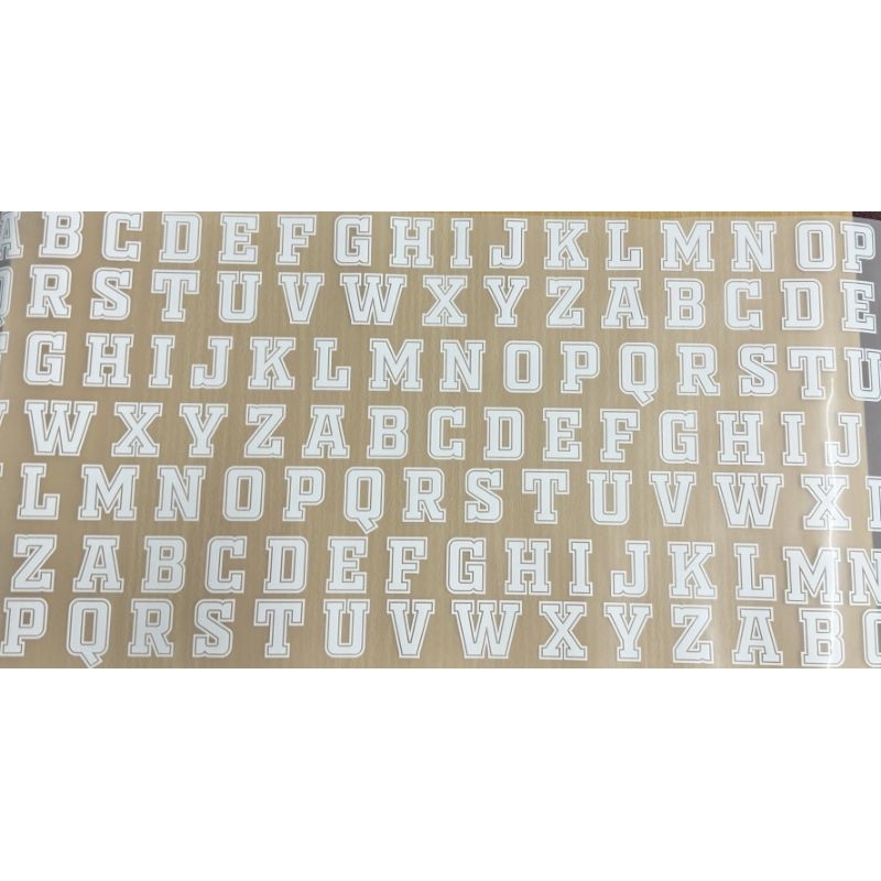 Abc*สติ๊กเกอร์ตัวอักษรภาษาอังกฤษ A-Z ตัวรีดอักษรภาษาอังกฤษ สีขาว ขนาด 1.8cmรีดติดง่าย ติดทน สวย คมชัด ราคาถูก