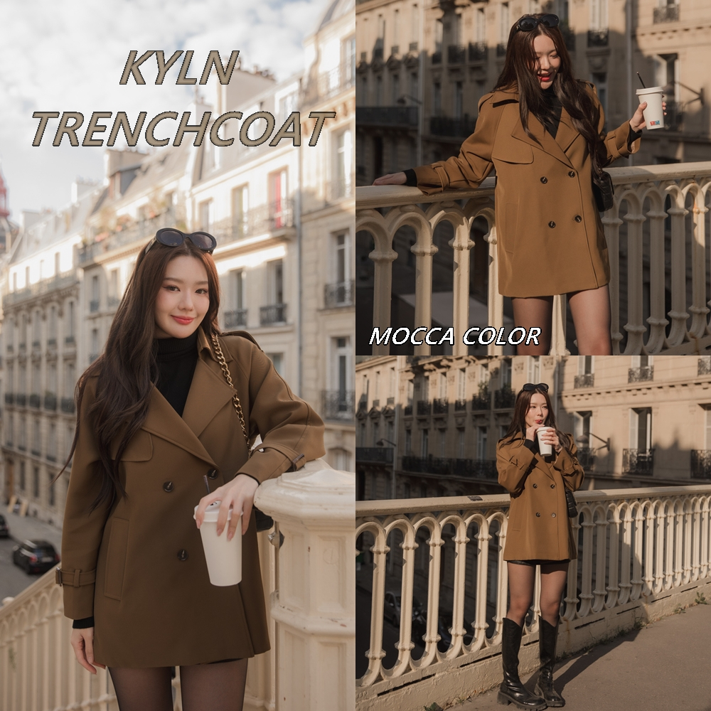 Kyln trenchcoat สีมอคค่า** เทรนโค้ทตัวสั้น ผ้า cotton twill high quality งานดีมากค่ะ