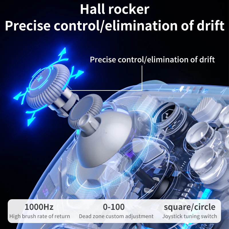 Aolion K10 เกมแพดบลูทูธไร้สายพร้อมแท่นชาร์จตัวควบคุมสําหรับเล่นเกม Hall จอยสติ๊กสําหรับ Nintendo Switch/PC/iOS/Android