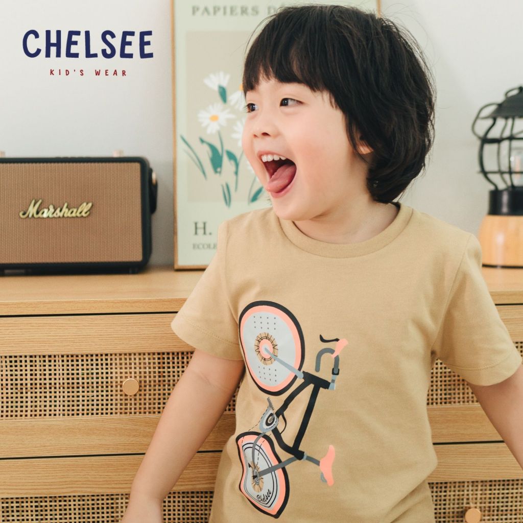 Chelsee เสื้อยืดคอกลม เด็กผู้ชาย แขนสั้น รุ่น 128071 ลายจักรยาน อายุ 1.5-10 ปี ผ้า 100%Cotton เสื้อผ้าเด็กโต