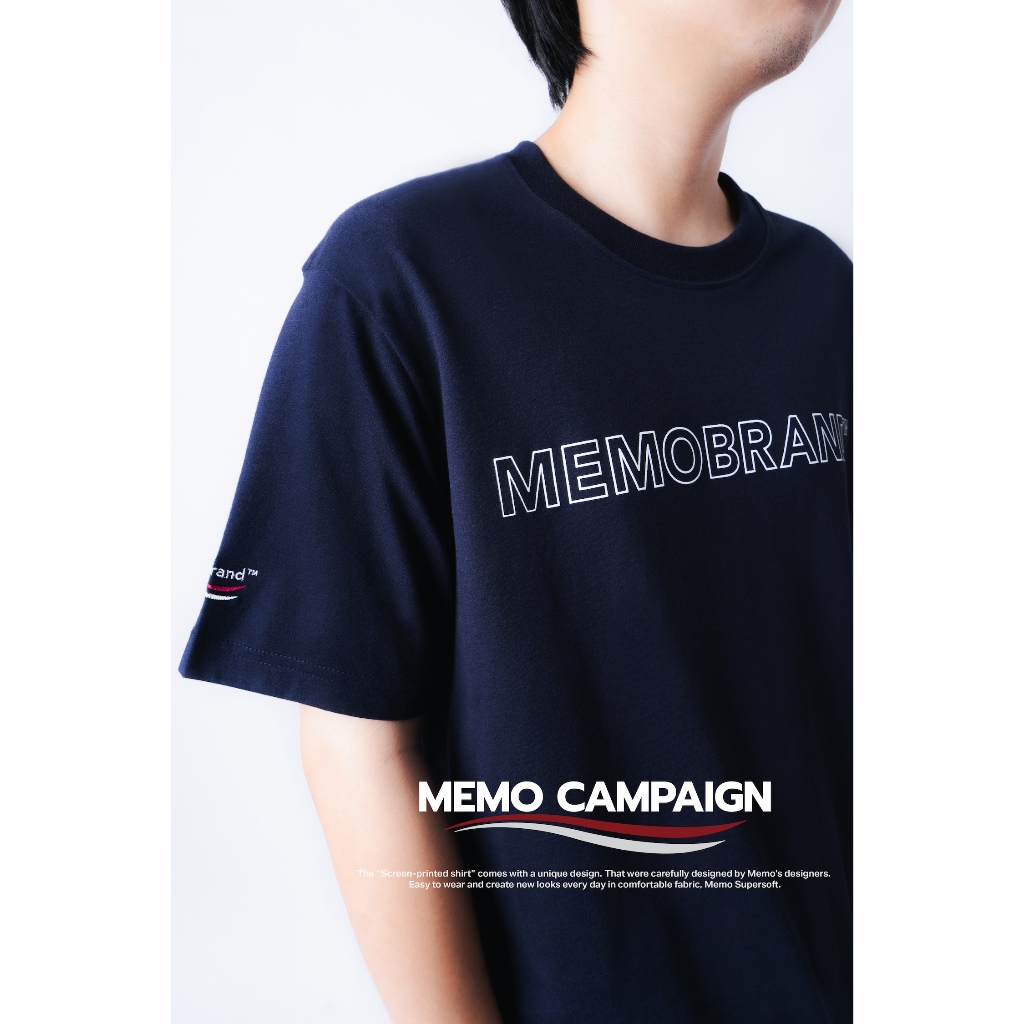 AEIOU เสื้อยืด Memo Supersoft Premium สกรีนหน้า+ปักแขน รุ่น Memo Campaign สินค้าลิขสิทธิ์แท้ (Best Seller)