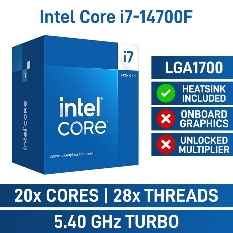 CPU (ซีพียู) INTEL CORE I7-14700F - 20C 28T 1.5-5.4GHz (INTEL SOCKET 1700)