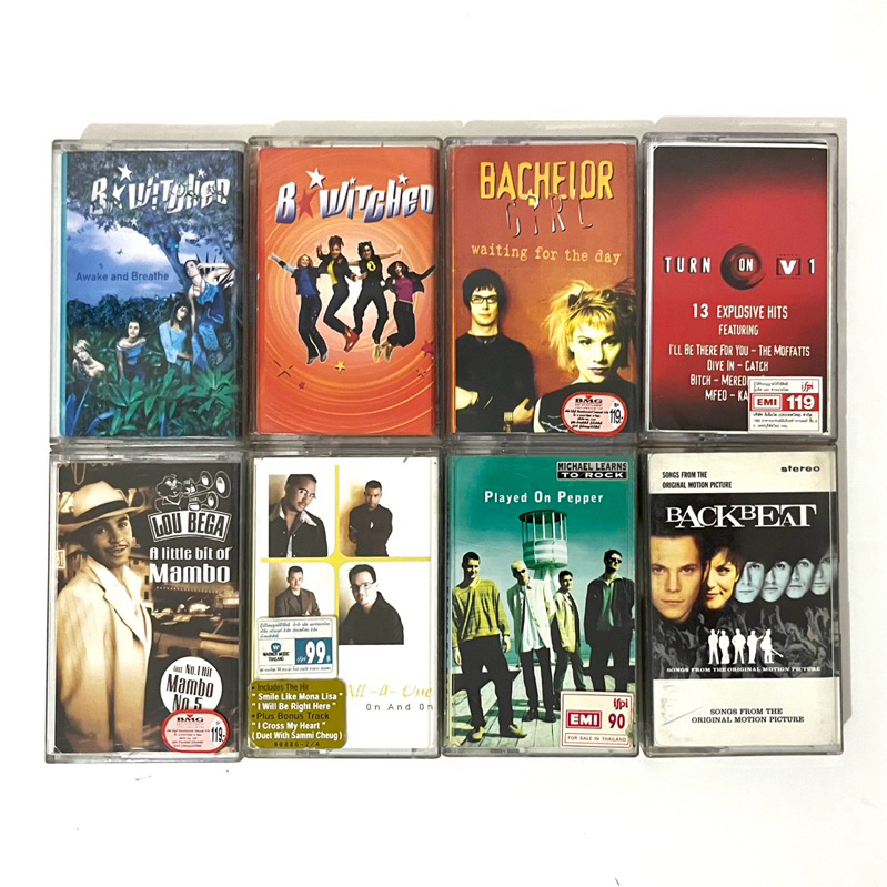 (ยกเซ็ท 8 ม้วน) เทปเพลง cassette tape pop music : b * witched, Micheal learns to rock, all 4 one, ba