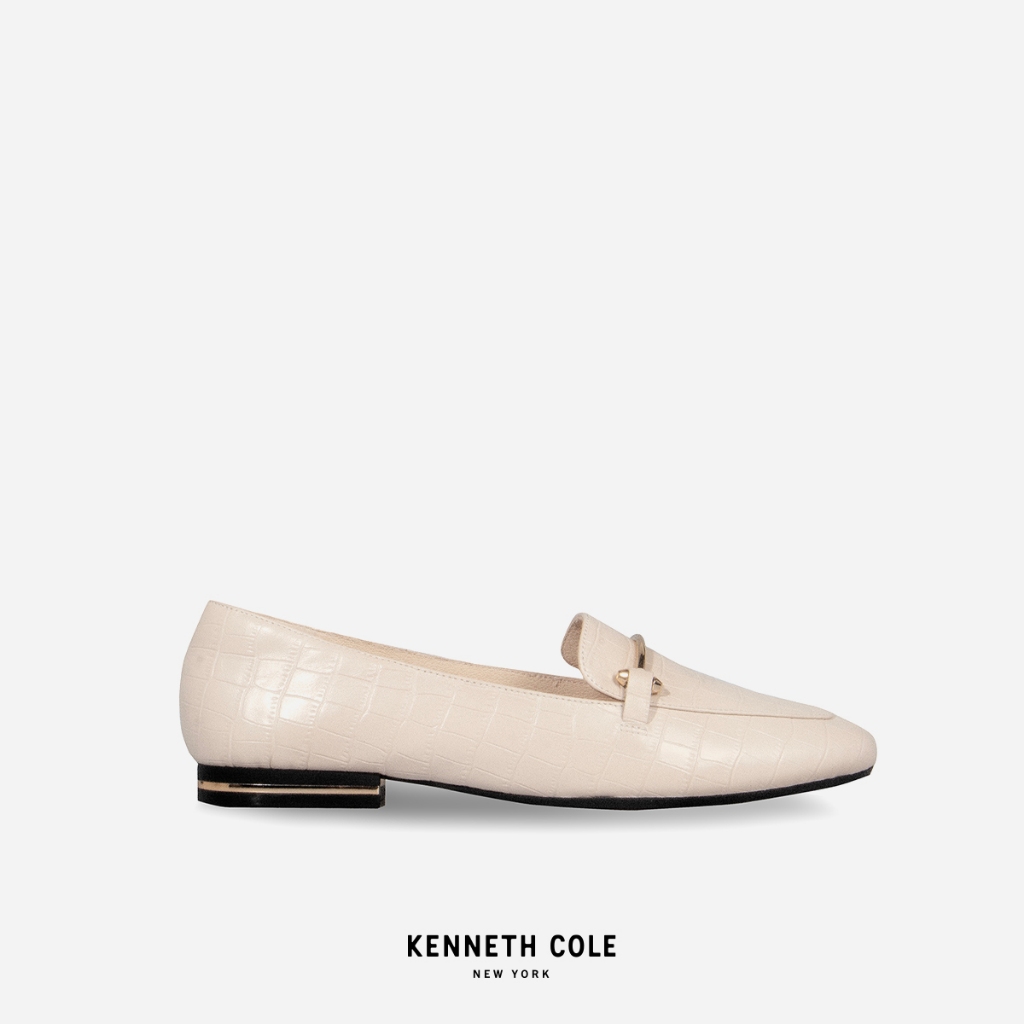 KENNETH COLE รองเท้าส้นแบนผู้หญิงรุ่น ABIGAIL LOAFER WHITE/CROC สีขาวจระเข้ ( FLT - KF44084LE-169 )