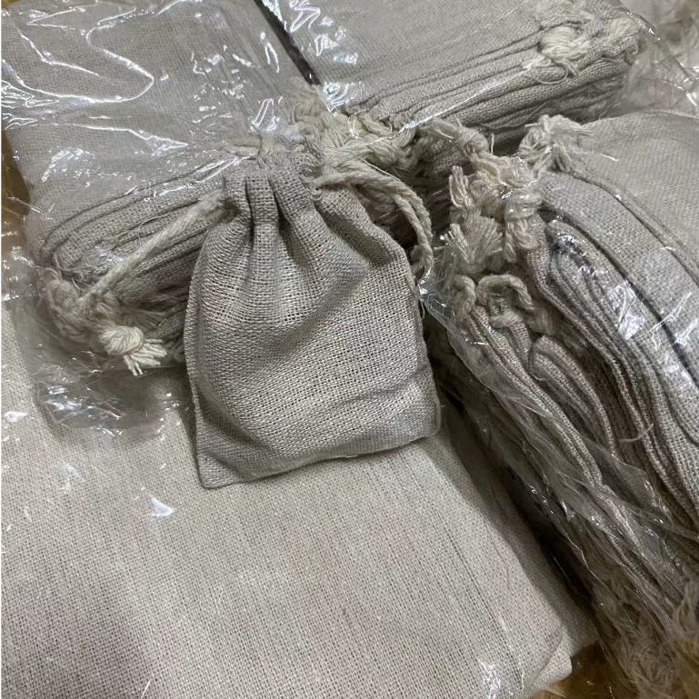 ✅แพ็ค50ใบ✅พร้อมส่ง..ถุงหุรูด ผ้าดิบ ใส่ของ ใส่เครื่องหอม เครื่องประดับ ของชำร่วย ขนาดเล็ก (8*10ซม.)สีธรรมชาติ