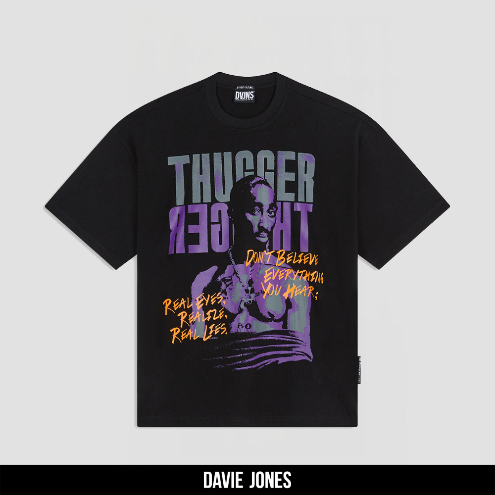 DAVIE JONES เสื้อยืด พิมพ์ลาย Graphic Oversize T-Shirt WA0253 สีดำ