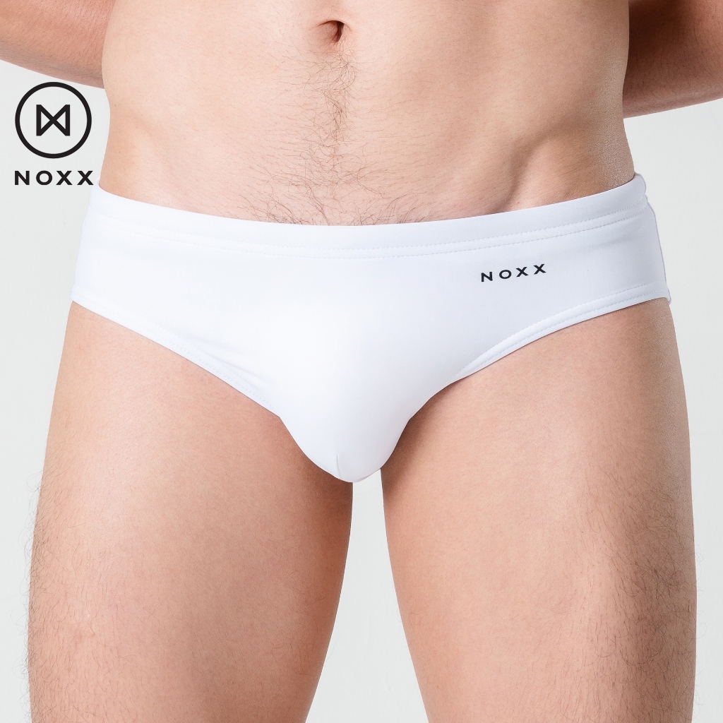 Noxx Swim Briefs รุ่นสี Solid: กางเกงว่ายน้ำ ทรงบรีฟ เอวต่ำ สี ขาว Pure White