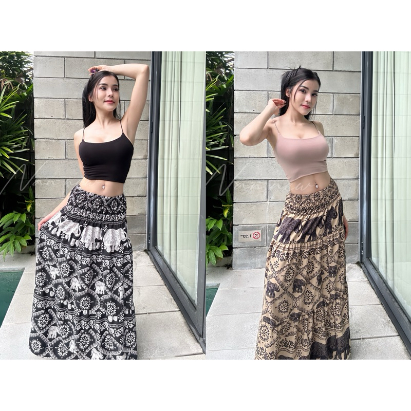 NEW ถูกที่สุด XS-XL กระโปรงลายช้าง ผ้าไหมอิตาลี ผ้าดี ใส่สบายมาก