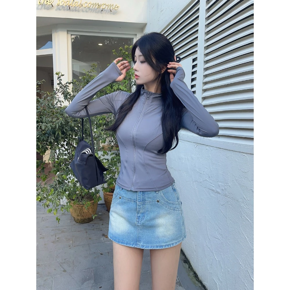เสื้อแจ็คเก็ตกีฬา มีซิป คอสูง แขนยาว ผ้าแห้งไว thumbnail 5