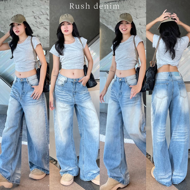 RUSH DENIM กระบอกใหญ่เอวสูง พร้อมส่ง🔗