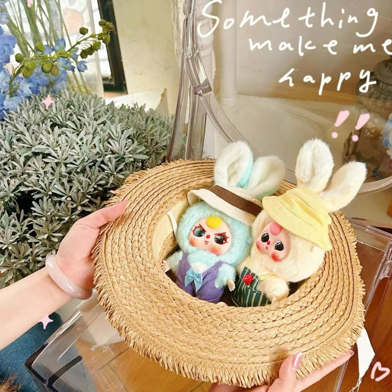 พร้อมส่งที่ไทย เหลือ263฿ ใช้โค้ด30% Baby Three Macaron Rabbit ตุ๊กตาพวงกุญแจ สุ่ม/ยกBox