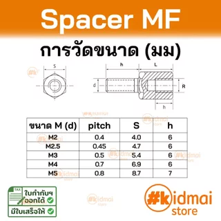 [ร้านไทย] [10 ตัว] Nylon Spacer MF M3 เสารองบอร์ด เกลียวมิล ไนล่อน ผู้เมีย diy พลาสติก