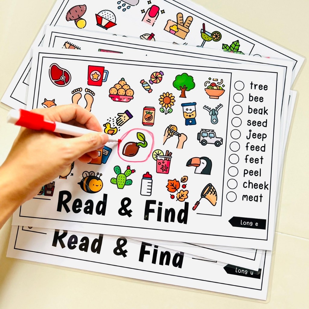 ชุดกิจกรรม Read &Find สื่อการสอนภาษาอังกฤษ Phonic & Vocabulary ของเล่น กิจกรรมสำหรับเด็ก